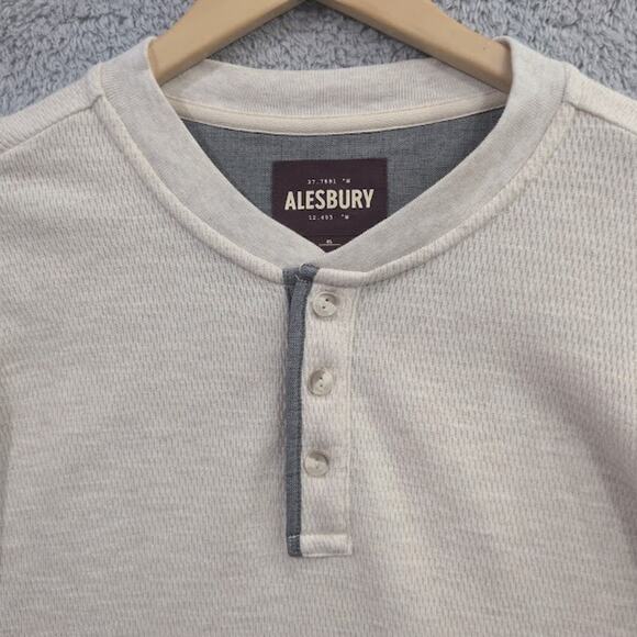 Alesbury Oatmeal Waffle Knit 1/4 Button Henley Long Sleeve T Shirt Men's Size XL - Picture 2 of 10